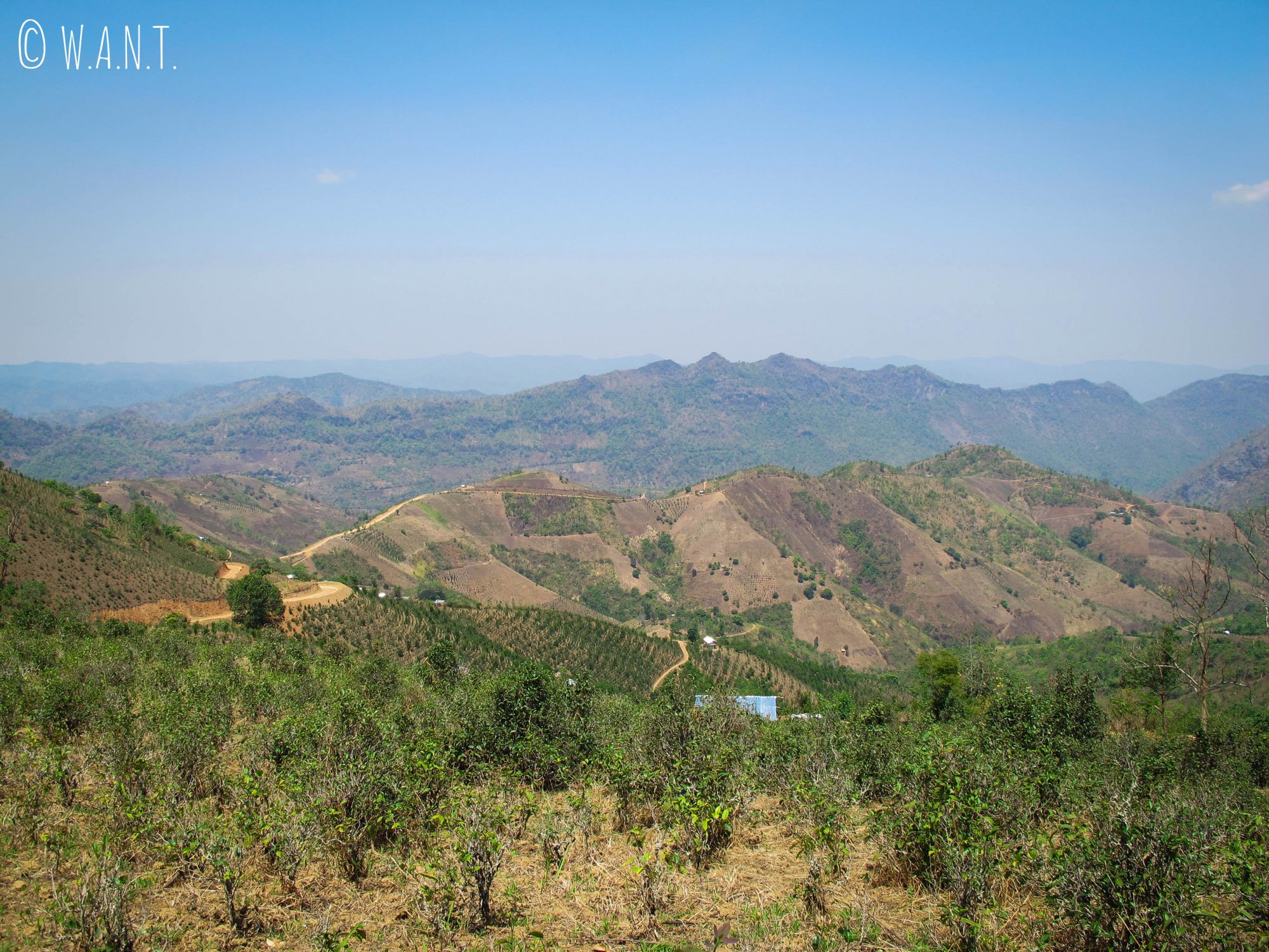 Panorama sur la vallée de Kalaw lors de notre premier arrêt