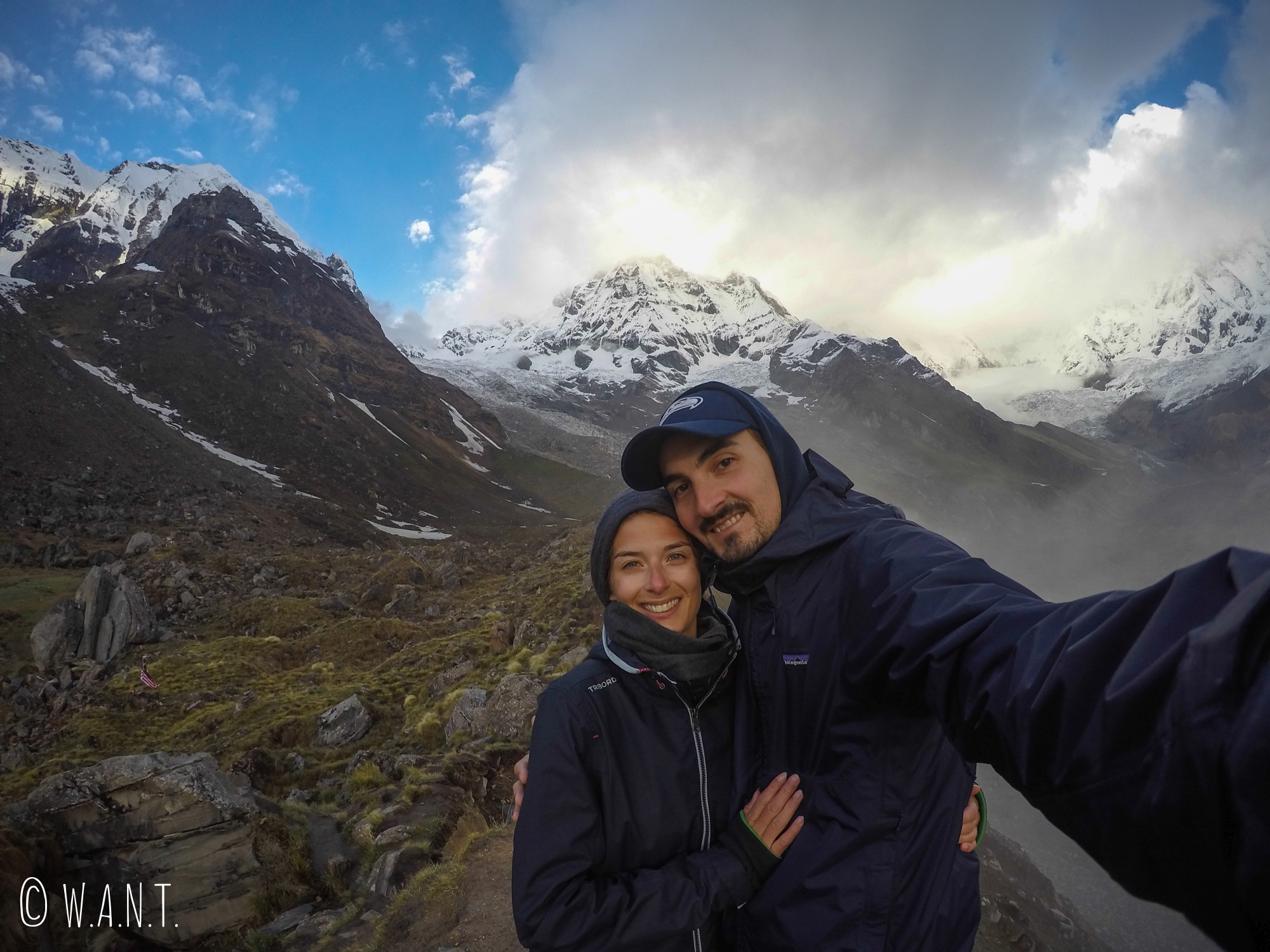 Selfie devant l'Annapurna 1 et l'Annapurna South