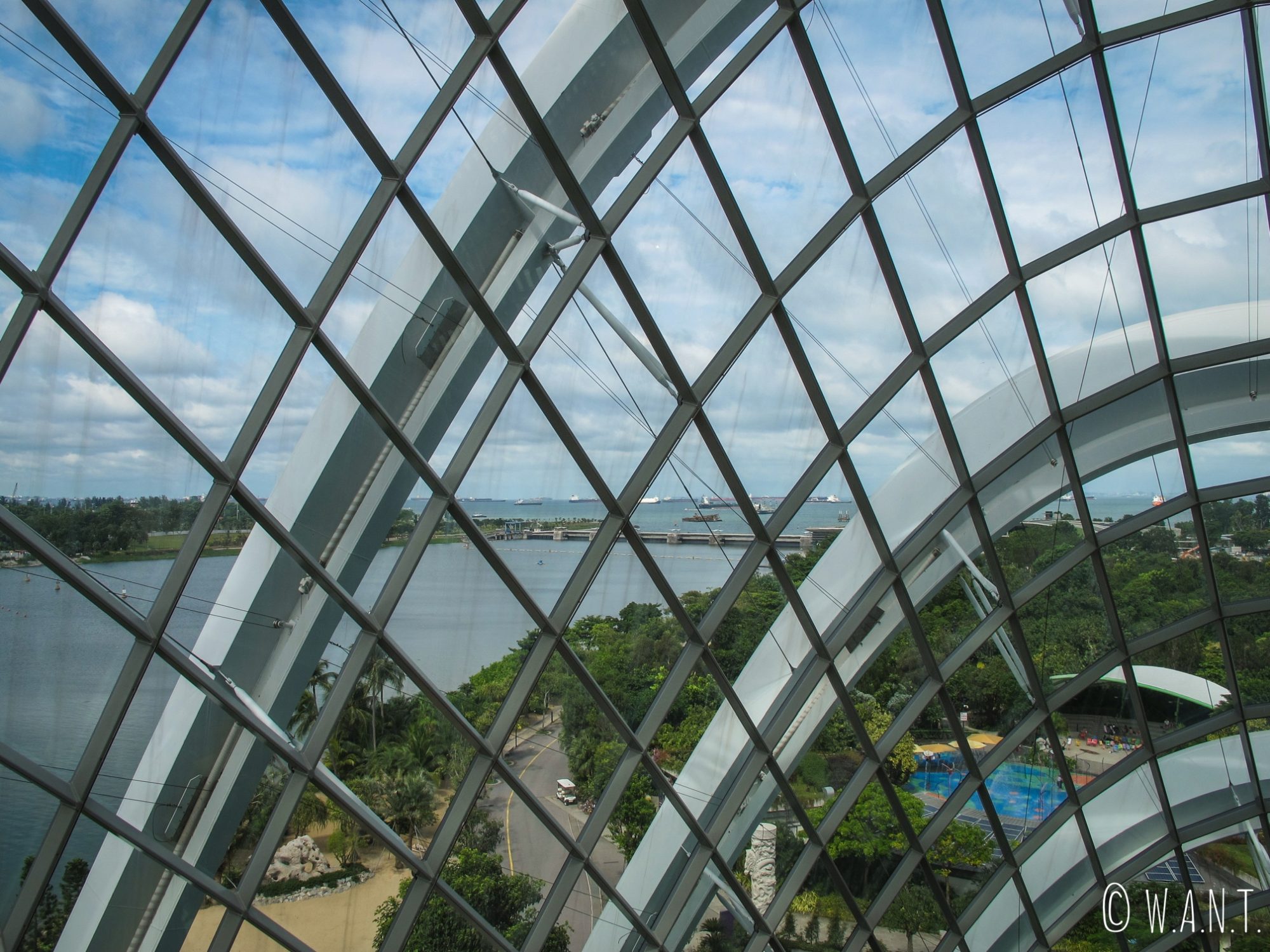 Depuis l'intérieur de Cloud Forest, nous avons également une vue sur la ville de Singapour
