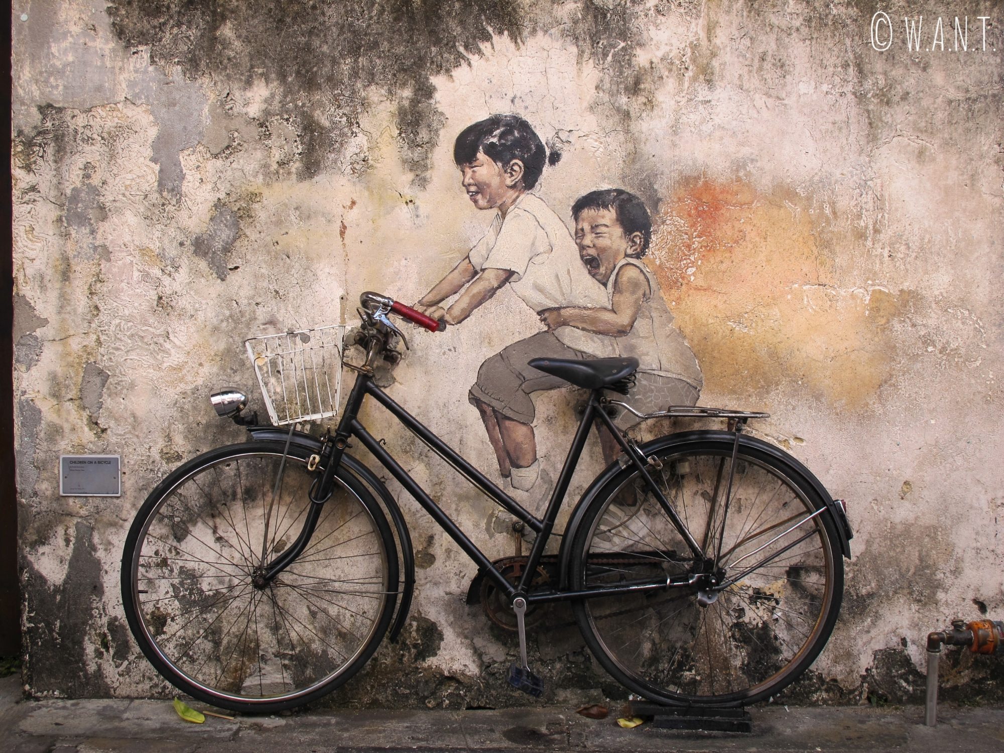 Kids on bicycle, art de rue dans Georgetown à Penang