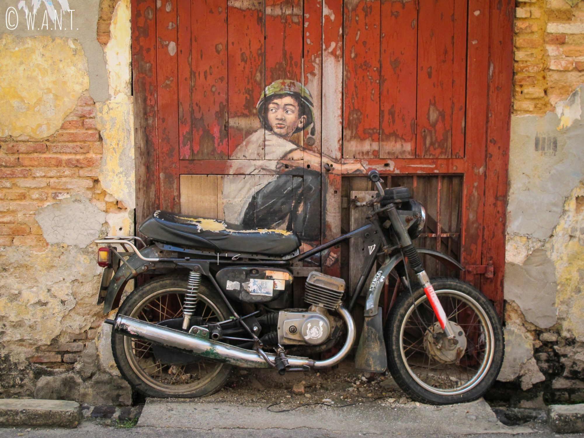 Old Motorcycle, art de rue dans Georgetown à Penang