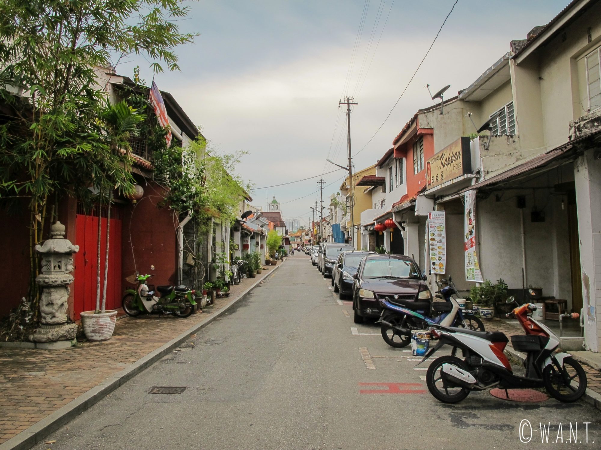 Rue résidentielle du quartier de Chinatown de Malacca