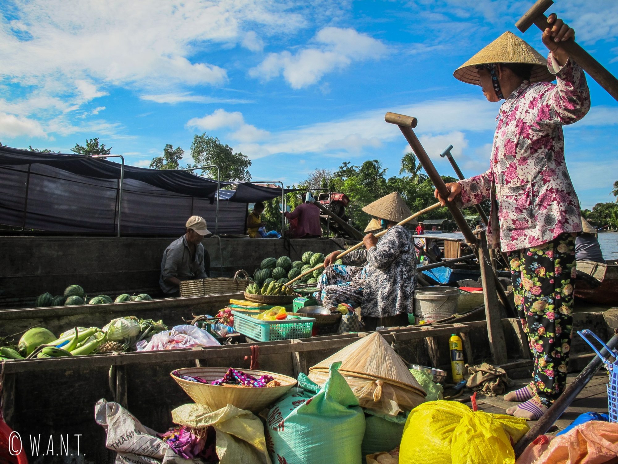 Vendeurs ambulants sur le marché de Cai Rang dans le delta du Mékong