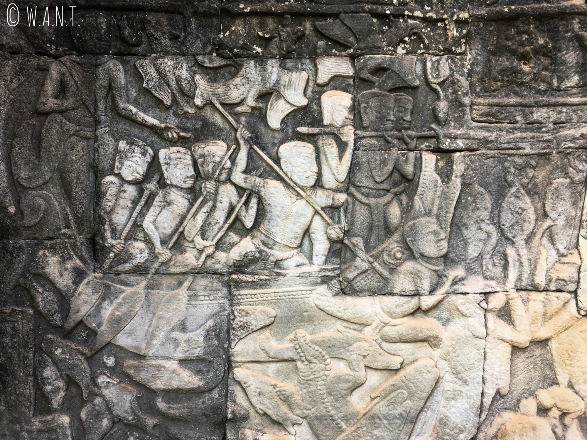 Bas-relief du temple Bayon à Angkor