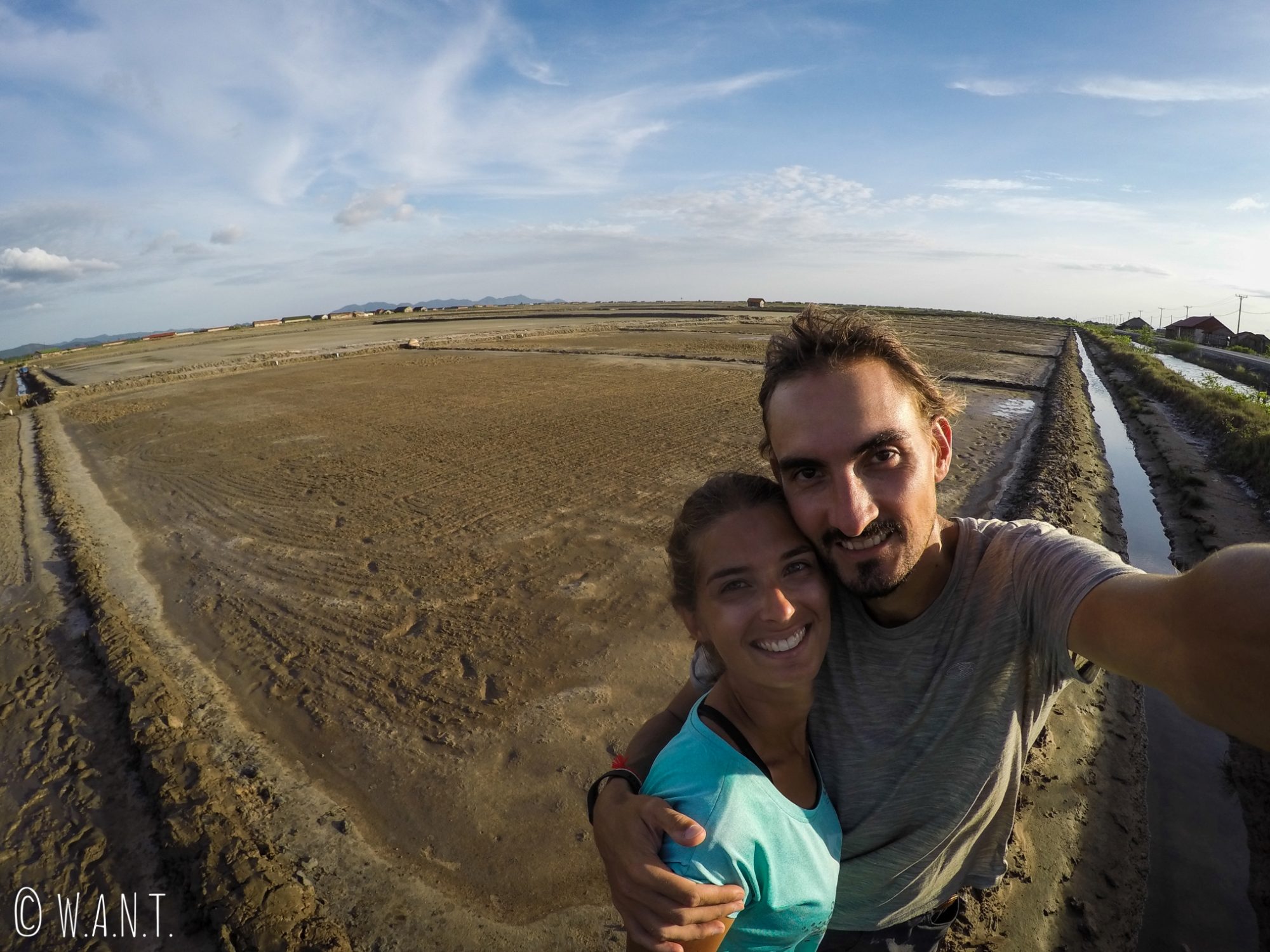 Selfie au milieu des marais salants de Kampot