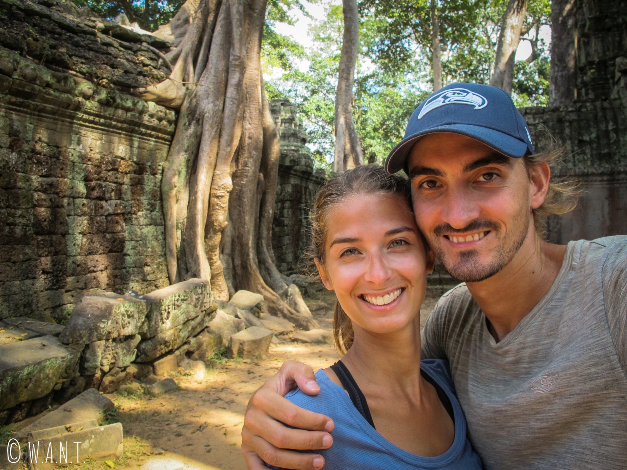 Selfie au temple Ta Phrom sur le site d'Angkor à Siem Reap