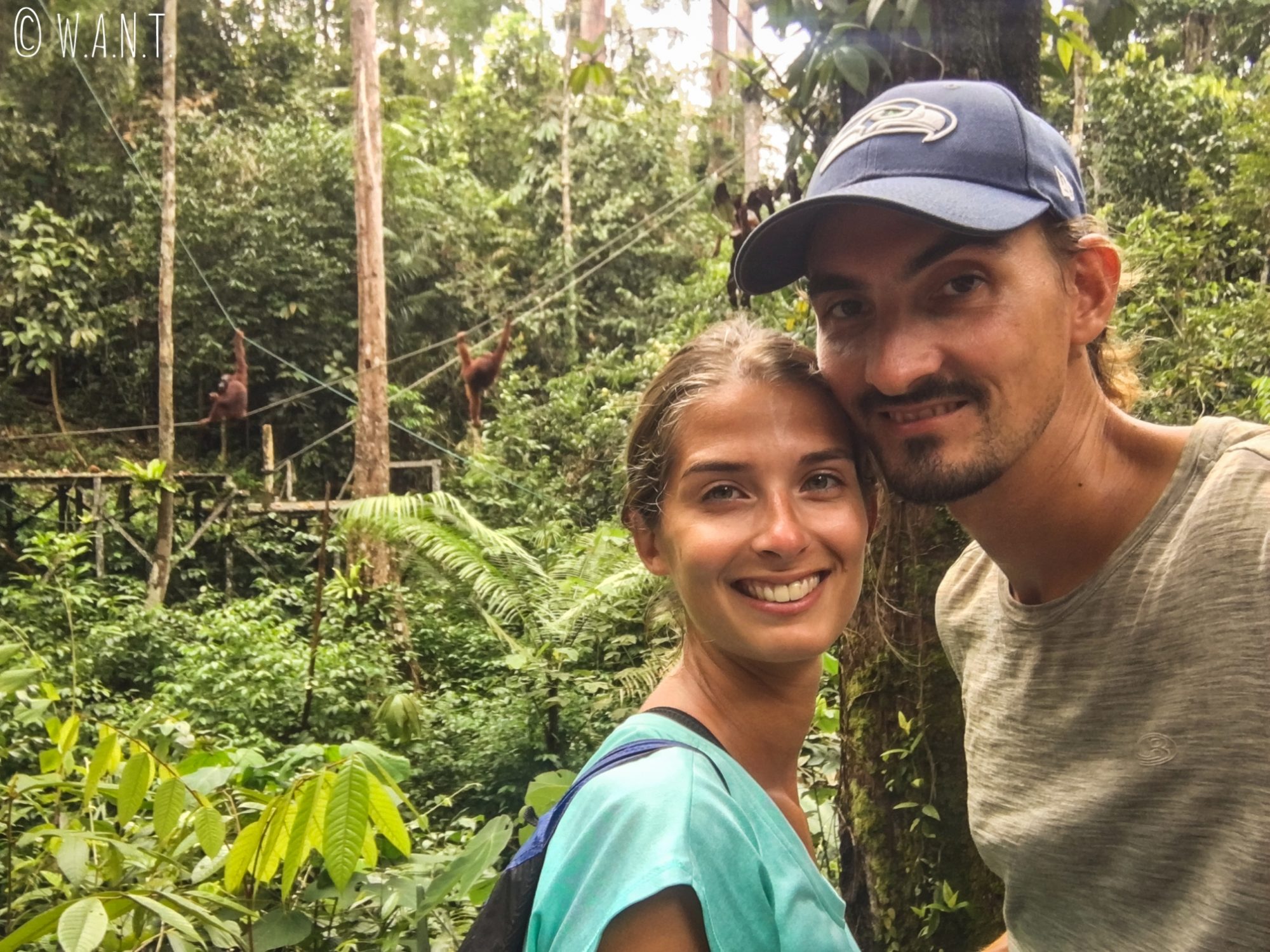 Selfie avec des orangs-outans au Semenggoh Nature Reserve