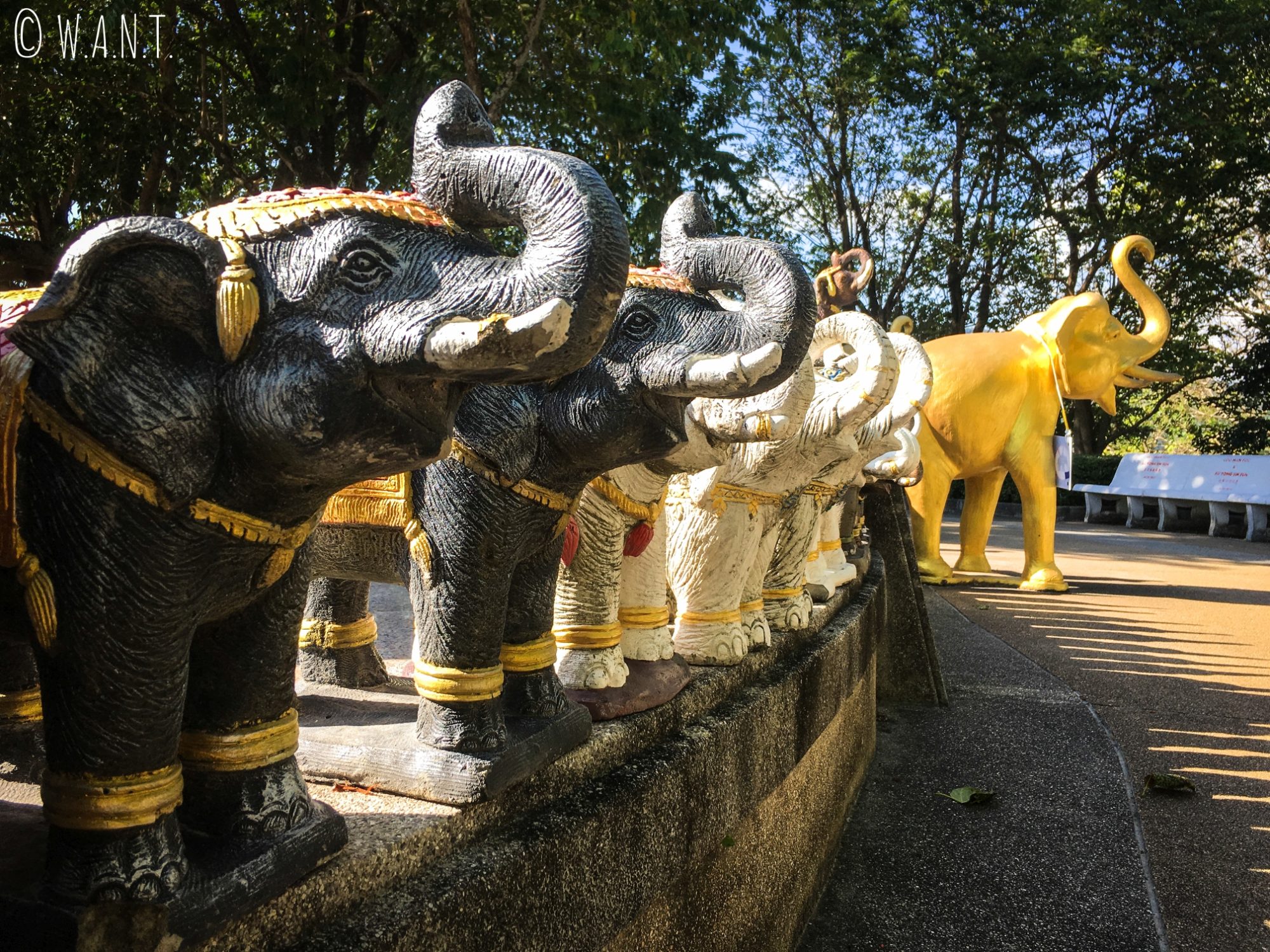 Statues d'éléphants au Promthep Cape de Phuket