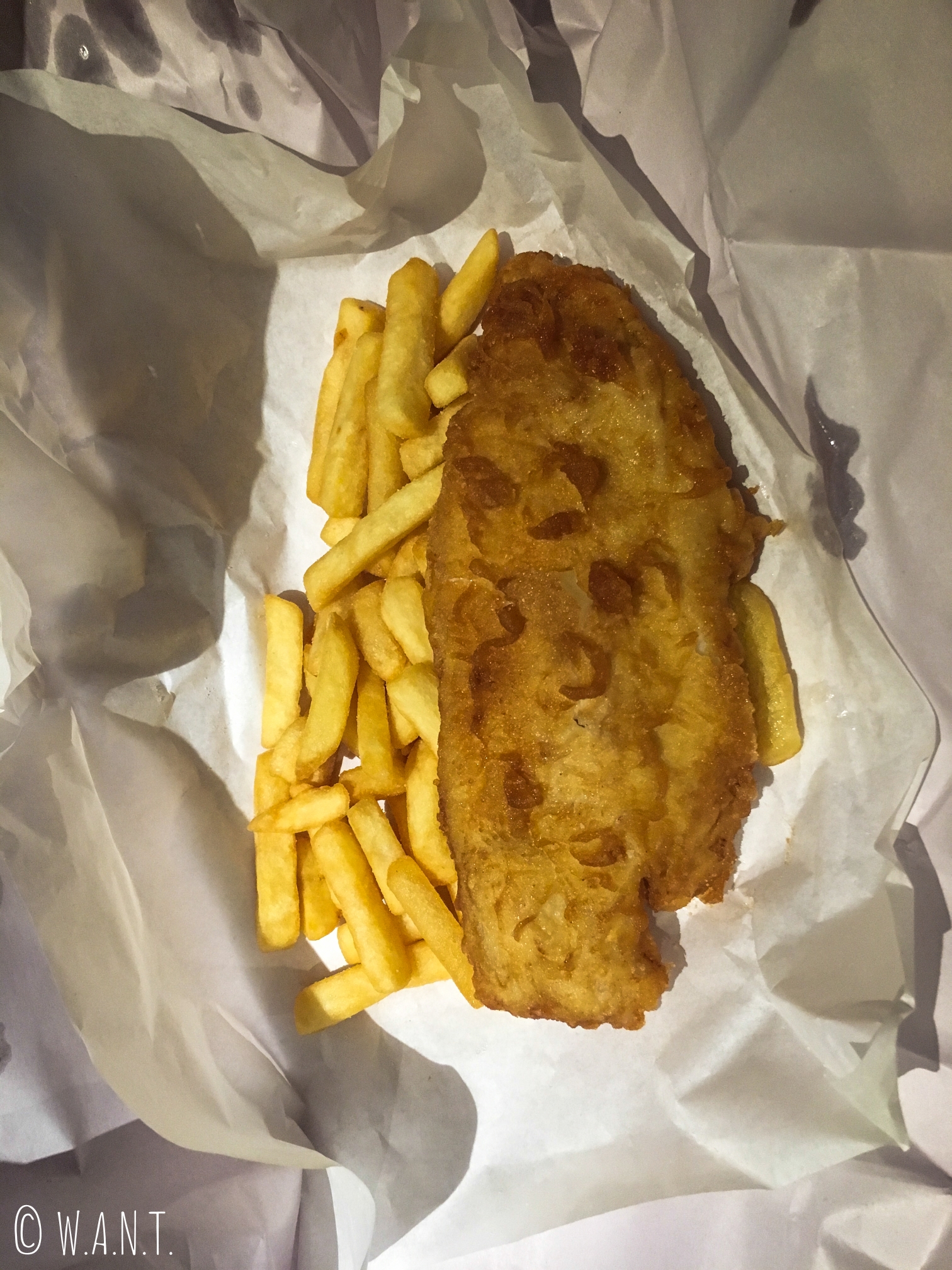 Le Fish'n'Chips est une spécialité ici, même s'il provient des lointains cousins anglais