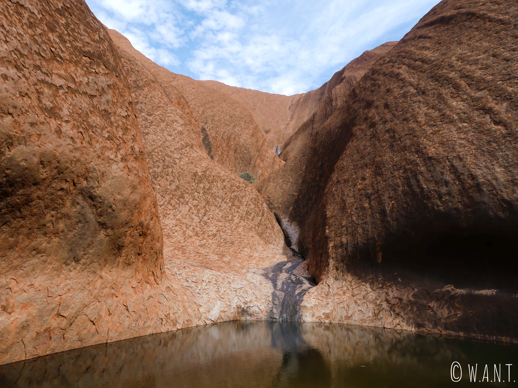 Paysage du Mutitjulu Waterhole le long de la randonnée Uluru Base Walk