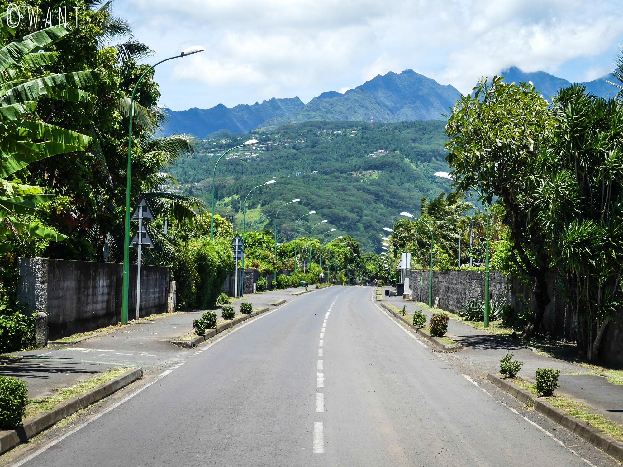 Route avec vue sur l'île de Tahiti