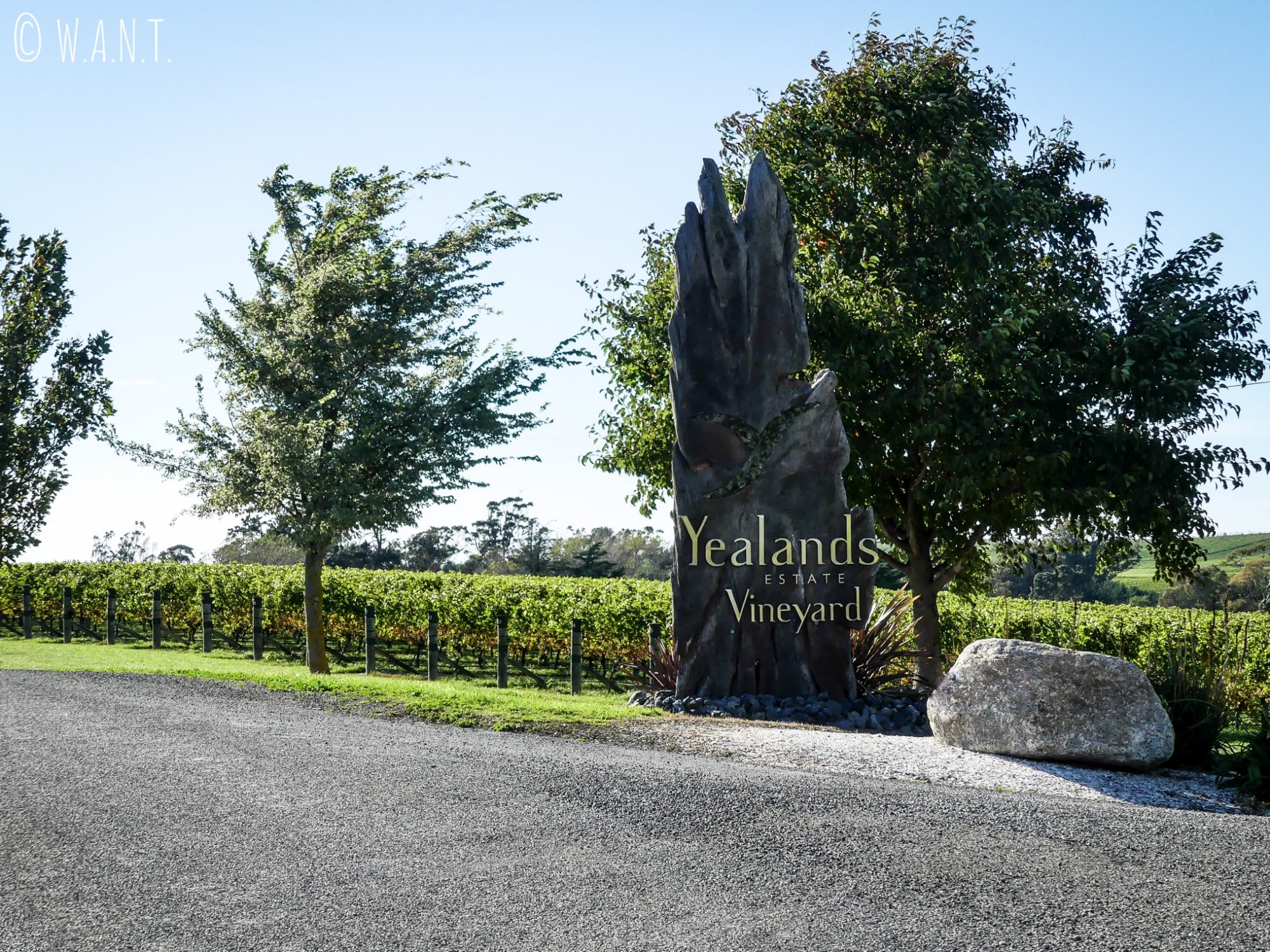 Entrée du domaine viticole Yealands dans la région de Malborough Sounds en Nouvelle-Zélande