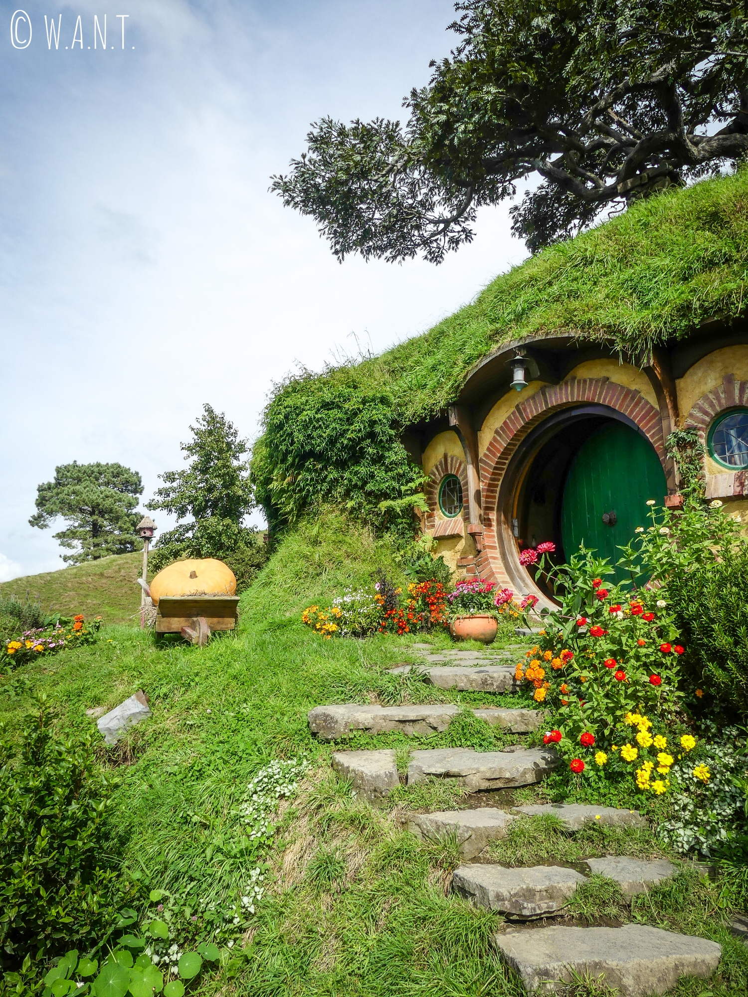 Maison de Bilbo le Hobbit sur le site de Hobbiton en Nouvelle-Zélande