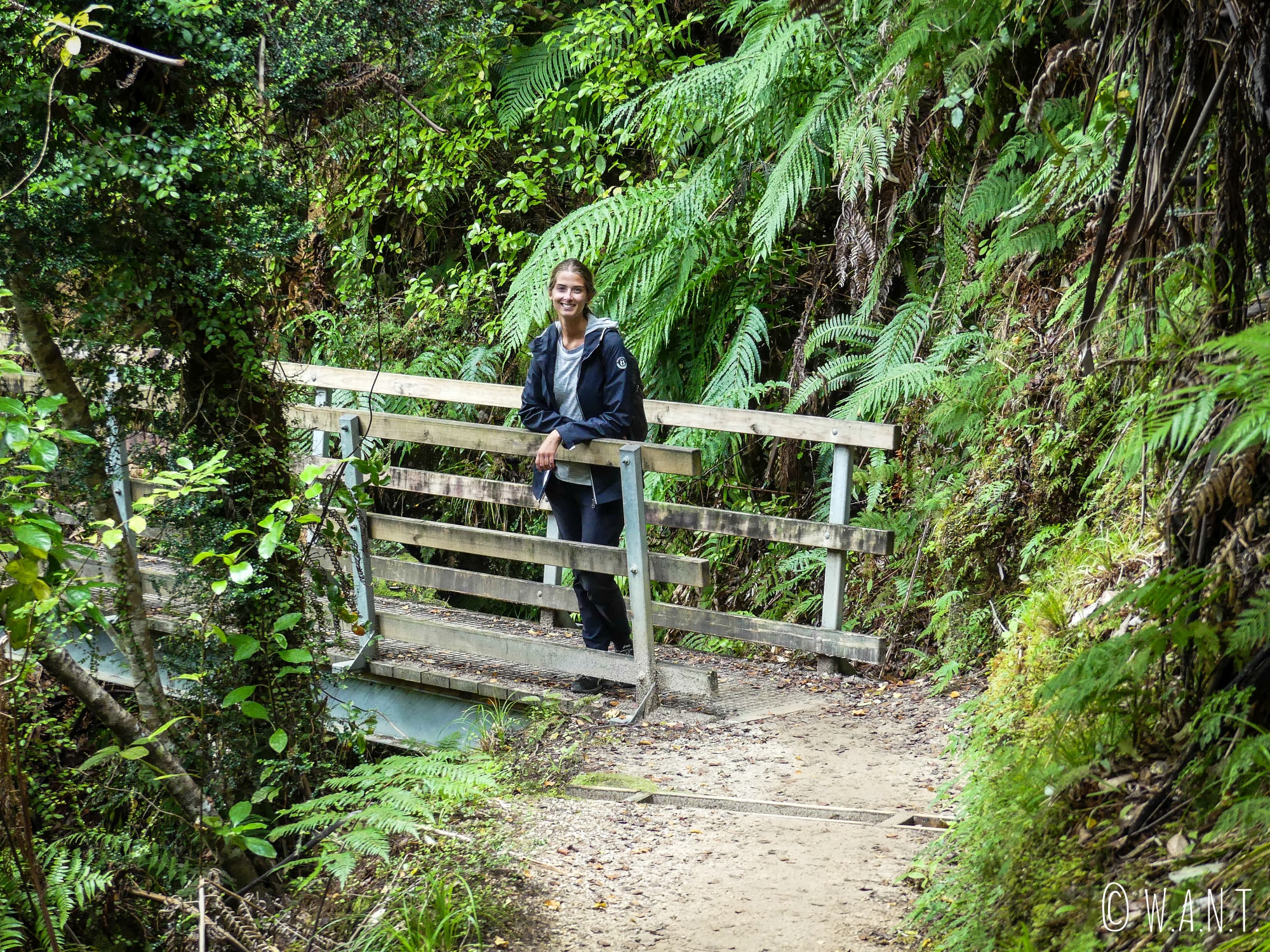 Marion sur la randonnée Abel Tasman Coast Track en Nouvelle-Zélande