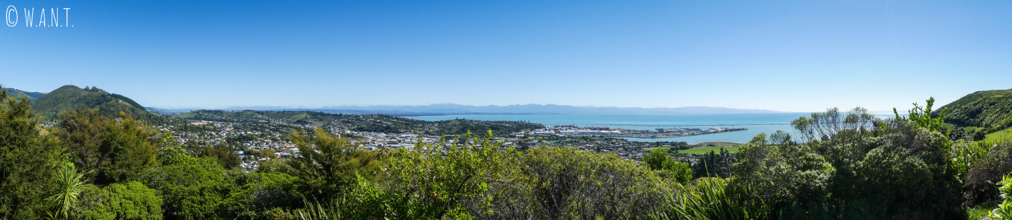 Point de vue sur la ville de Nelson en Nouvelle-Zélande, depuis la Botanical Hill