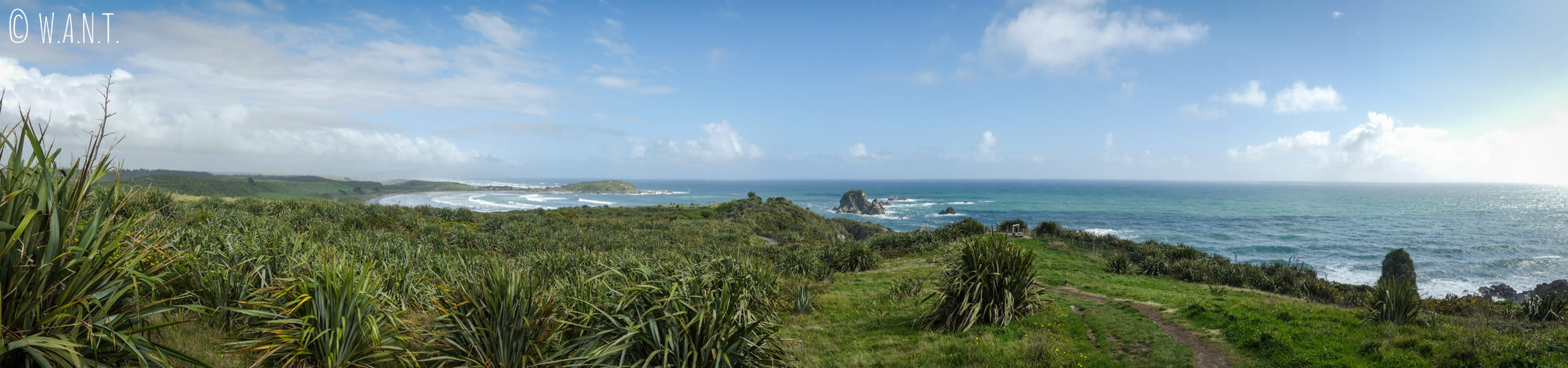 Panorama depuis la randonnée du Cape Foulwind en Nouvelle-Zélande