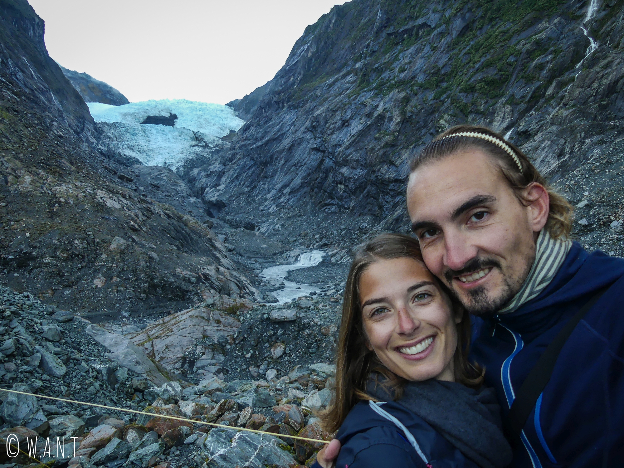 Selfie devant le Franz Joseph Glacier en Nouvelle-Zélande