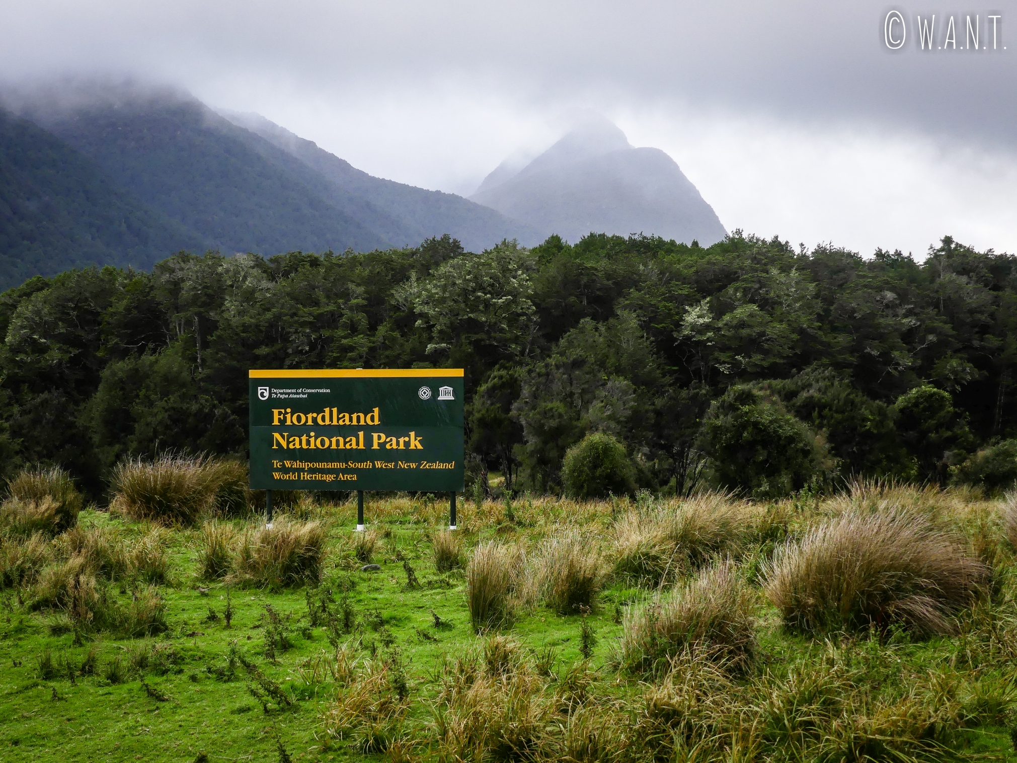 Entrée du Fiordland National Park en Nouvelle-Zélande